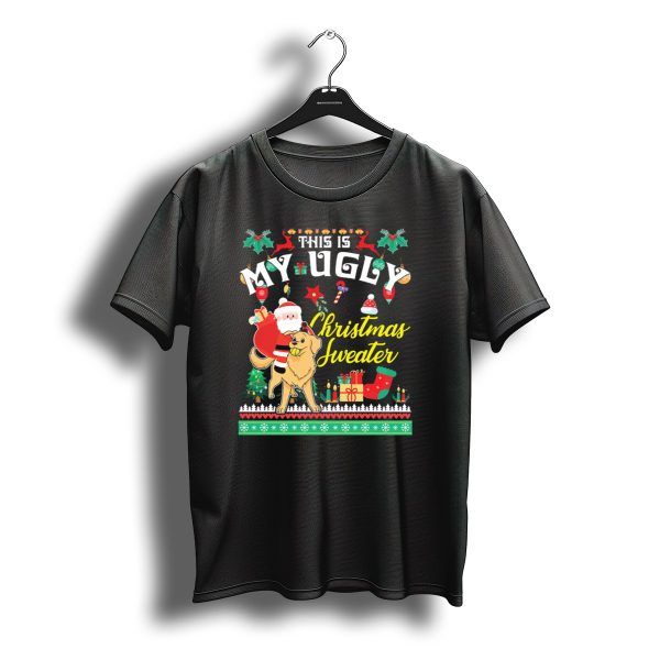 This Is My Ugly Christmas Sweater Santa Riding Golden Retriever T Shirt t shirt 1