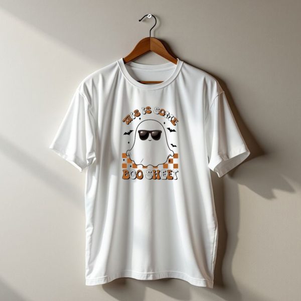 This Is Some Boo Sheet Ghost Halloween Bats Checkered T Shirt t shirt 1