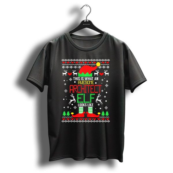 This Is What An Awesome Architect Elf Looks Like Ugly Christmas T Shirt 1 t shirt 1