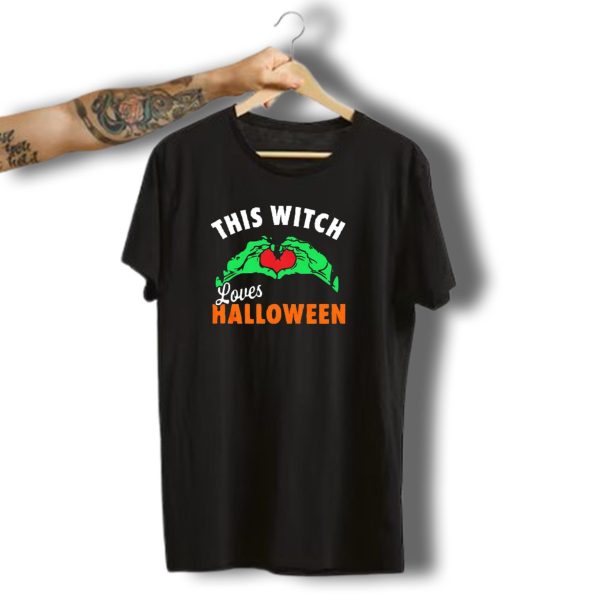 This Witch Loves Halloween Green Hands Heart T Shirt 1 t shirt 1