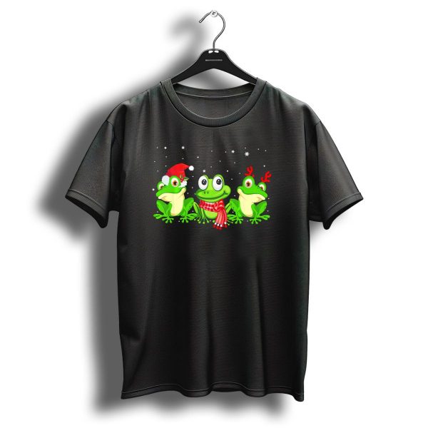 Three Frog Christmas Santa Hat Scarf Reindeer Matching Family Gro T Shirt 1 t shirt 1