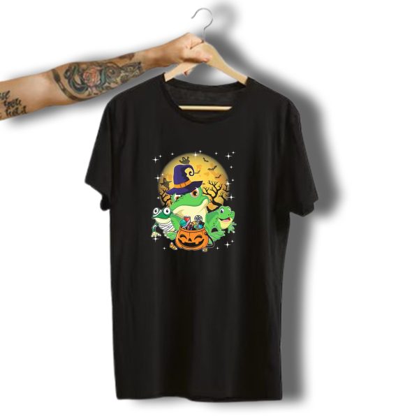 Three Frogs Mummy Witch Moon Ghosts Halloween Pumpkin T Shirt t shirt 1
