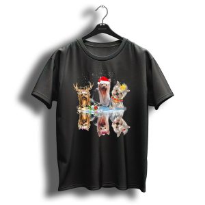 Three Yorkshire Terrier Dog Reflection Christmas Holiday T-Shirt