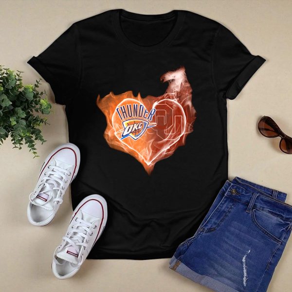 Thunder OKC Heart Oklahoma Sooners OU T Shirt 1