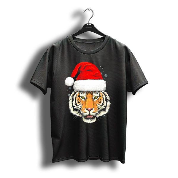 Tiger Santa Hat Christmas Snowflakes Iconic Festive Holiday T Shirt t shirt 1