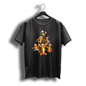 Tigger Christmas Tree Snowflakes Santa Hats Disney Mickey Icons T-Shirt