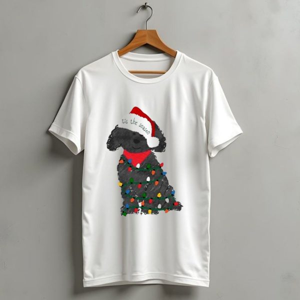 Tis The Season Labradoodle Wrapped In Christmas Lights And Santa Hat T Shirt 1 t shirt 1
