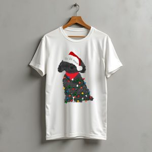 Tis The Season Labradoodle Wrapped In Christmas Lights And Santa Hat T-Shirt