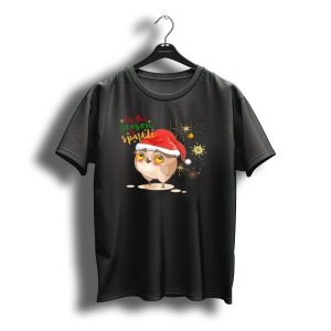 Tis The Season To Sparkle Owl Christmas Santa Hat Snowflakes T-Shirt
