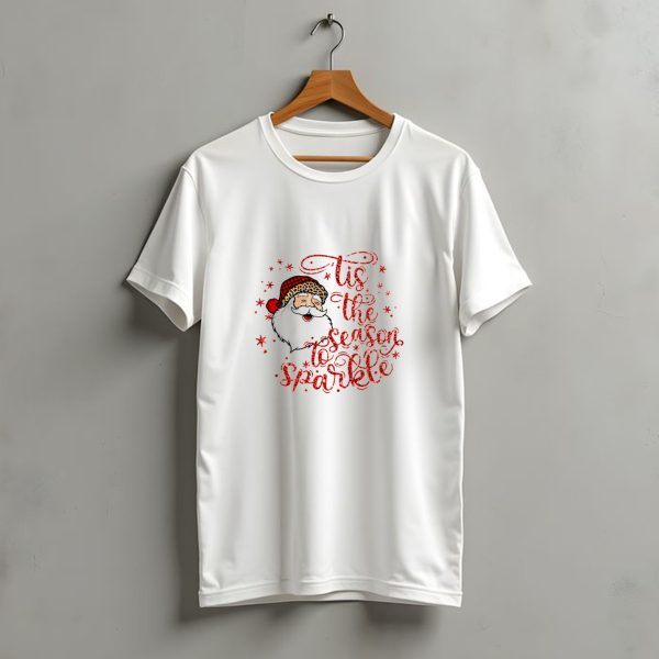 Tis The Season To Sparkle Santa Hat Christmas Stars T Shirt t shirt 1