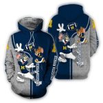 Tom And Jerry Play Football For Michigan Wolverines All Over Print Hoodie