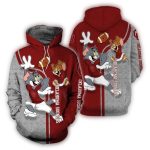 Tom And Jerry Play Football For Oklahoma Sooners All-over Print Hoodie