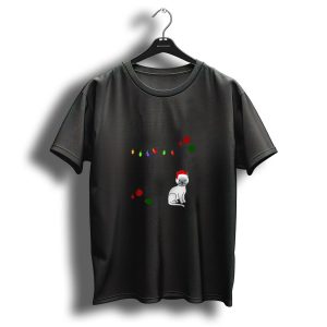 Tonkinese Around The Christmas Tree Lights And Ornaments Cat In Santa Hat T Shirt