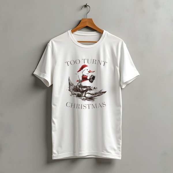 Too Turnt Christmas Santa Duck Riding Alligator T Shirt t shirt 1