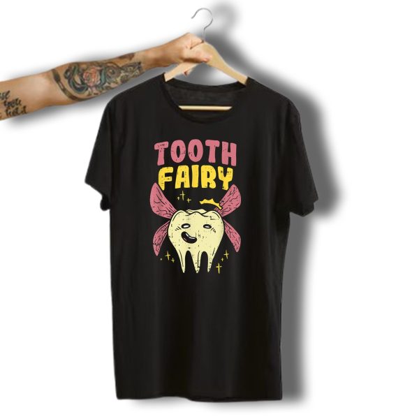 Tooth Fairy Funny Halloween Costume Dentist Tooth With Wings T Shirt t shirt 1