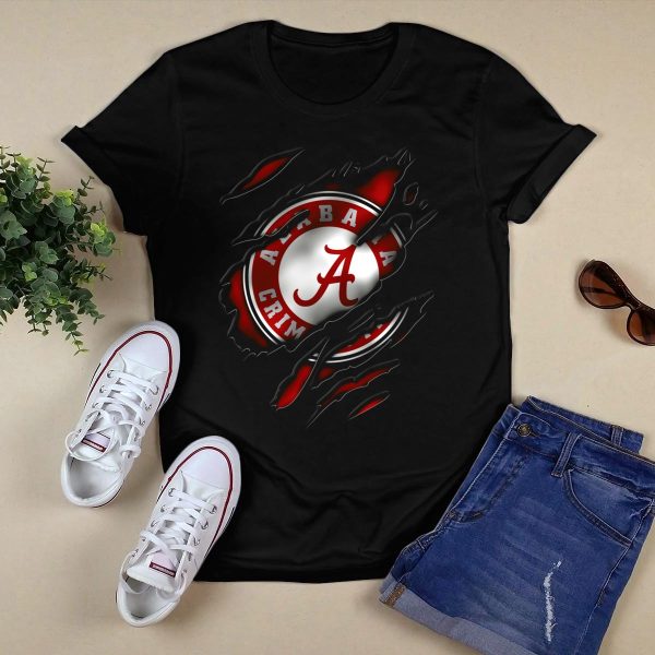 Torn Alabama Crimson Tide Logo A T Shirt Style 1 Black 1