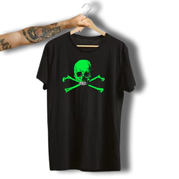 Toxic Green Skull Halloween Horror Crossbones T Shirt t shirt 1