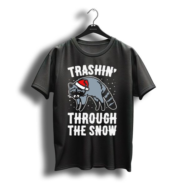 Trashin Through The Snow Raccoon Christmas Santa Hat T Shirt t shirt 1