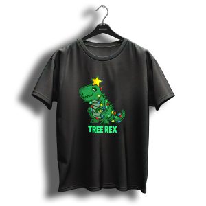 Tree Rex Christmas Dino Lights Star T Shirt