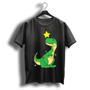 Tree Rex Christmas Dinosaur With Lights And Star T Shirt