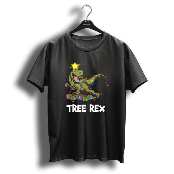 Tree Rex Christmas Dinosaur With Star And Gift Lights T Shirt 1 t shirt 1
