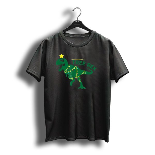Tree Rex Christmas Holiday T Rex Dinosaur Santa With Lights And Star T Shirt t shirt 1