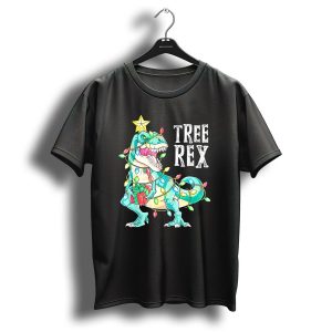 Tree Rex Christmas Kids Dinosaur Lights T Shirt