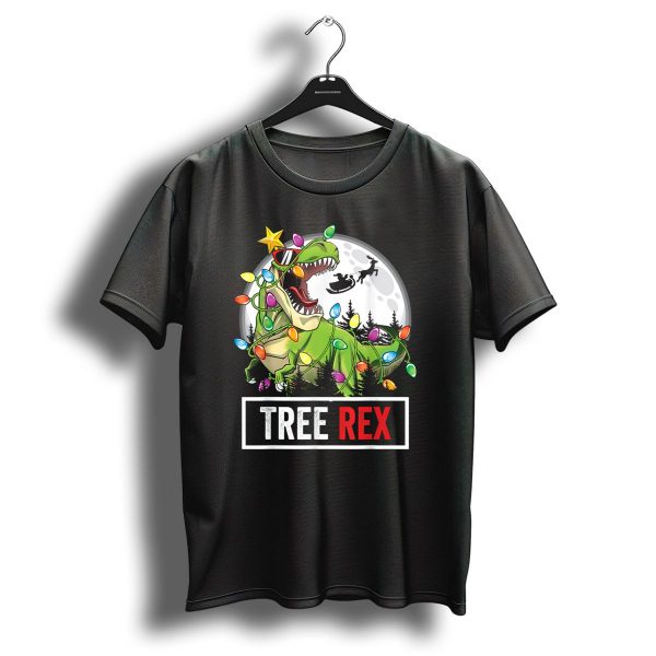 Tree Rex Christmas Lights Dinosaur Sleigh Moon Girls Kids Trex T Shirt 1 t shirt 1