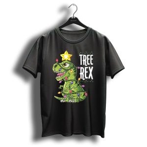 Tree Rex Dinosaur Christmas Lights And Star T Shirt