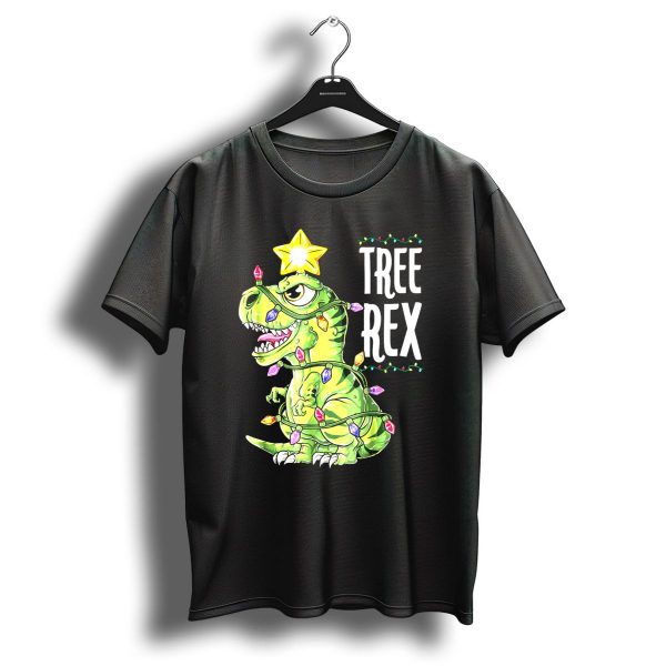 Tree Rex Dinosaur Christmas Lights Boys T Shirt 1 t shirt 1