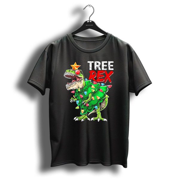 Tree Rex Dinosaur Christmas Tree With Festive Lights And Star T Shirt 1 t shirt 1