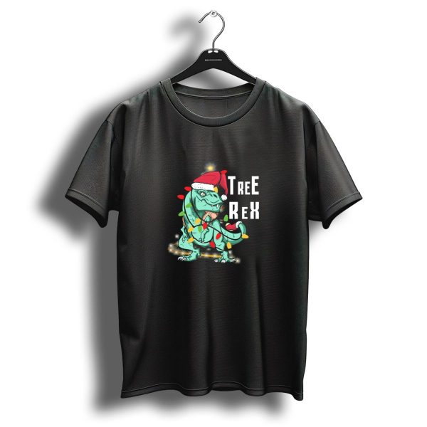 Tree Rex Dinosaur With Santa Hat And Christmas Lights T Shirt 1 t shirt 1