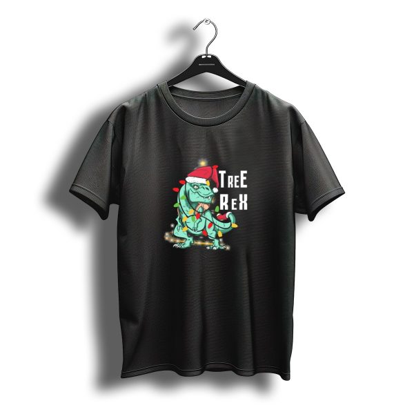 Tree Rex Dinosaur With Santa Hat And Christmas Lights T Shirt t shirt 1