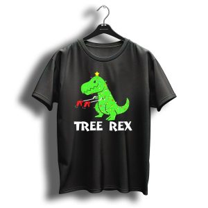 Tree Rex Funny Christmas Dinos Wrapped In Lights T-Shirt