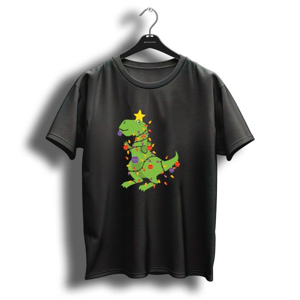 Tree Rex Holly Jolly Dinosaur Christmas Lights T Shirt 1 t shirt 1