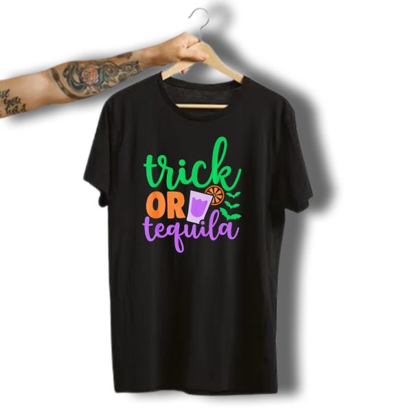Trick Or Tequila Halloween Funny Family Bats Drink Orange Lime T Shirt t shirt 1