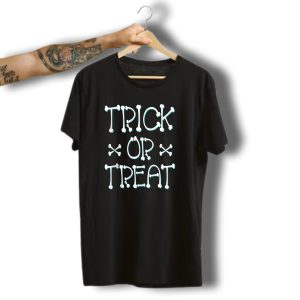 Trick Or Treat Bone Letters Scary Spooky Halloween Skeleton T-Shirt