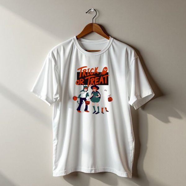 Trick Or Treat Friends In Halloween Festival With Pumpkins Ghost Costume T Shirt t shirt 1