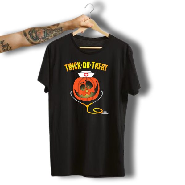 Trick Or Treat Pumpkin Nurse Halloween Stethoscope T Shirt t shirt 1