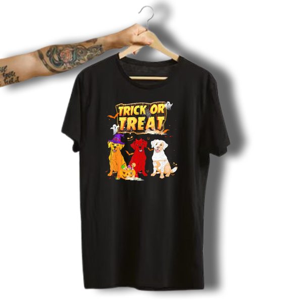 Trick Or Treat Three Labrador Retrievers Halloween Pumpkin Candy Ghosts T Shirt t shirt 1