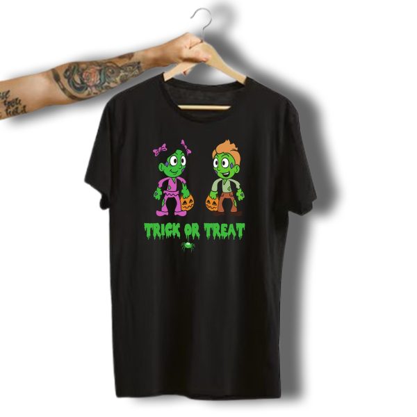 Trick Or Treat Zombie Kids With Pumpkin Buckets Halloween T Shirt t shirt 1