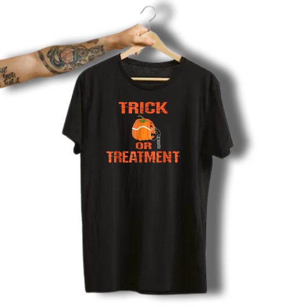 Trick Or Treatment Funny Respiratory Therapist Halloween Therapy Pumpkin Mask T Shirt t shirt 1