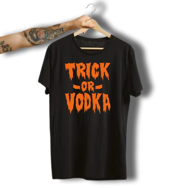 Trick Or Vodka Halloween Pumpkin Ghost Funny Halloween Party Costume T Shirt t shirt 1