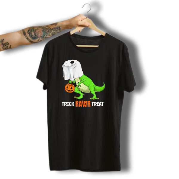 Trick Rawr Treat Halloween Rex Dinosaur Ghost Pumpkin T Shirt t shirt 1 1