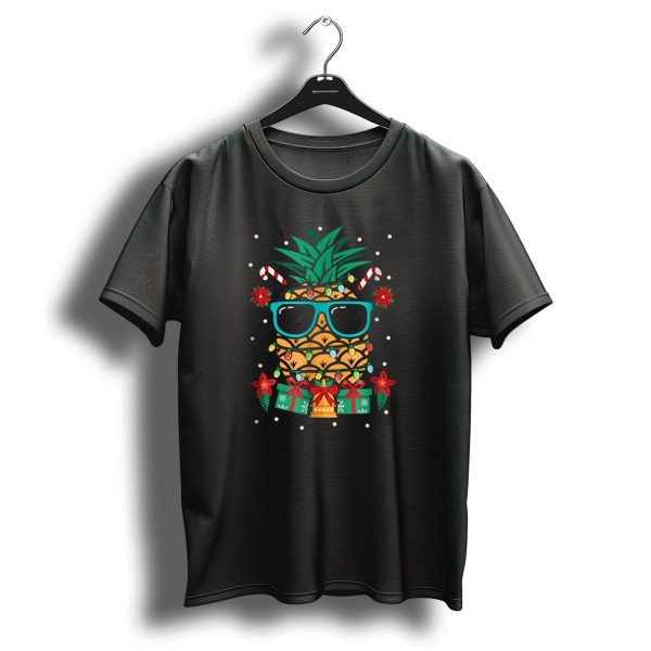 Tropical Christmas Cruise Festive Pineapple Sunglasses Candy Canes Lights T Shirt 1 t shirt 1