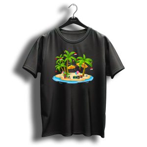 Tropical Christmas Island With Palm Trees And Coconuts T-Shirt
