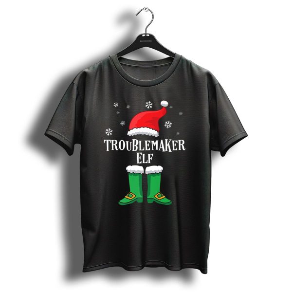 Troublemaker Elf Matching Family Christmas T Shirt 1 t shirt 1