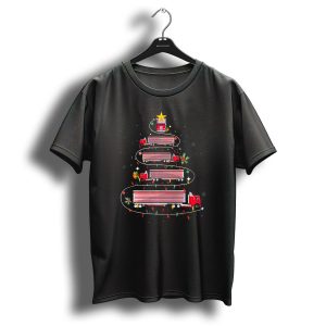 Trucker Trucking Christmas Tree Red Semi Trucks Wrapped In Lights With Yellow Star On Top T Shirt