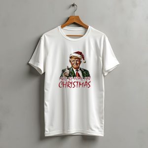 Trump Thumbs Up Wearing Santa Hat I Will Be Home For Christmas T-Shirt