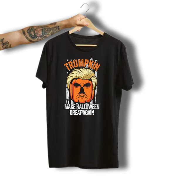 Trumpkin Make Halloween Great Again American Flag Pumpkin T Shirt t shirt 1